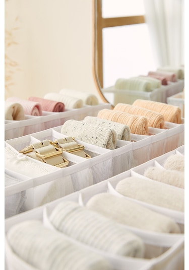 Ocean Home Textile 3'lü 10 Bölmeli Beyaz Renk File Çekmece İçi Düzenleyici Set