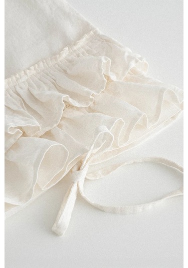 Ecocotton Miranda Krem Çift Kişilik Keten Nevresim Takımı Krem