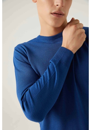 Ds Damat Regular Fit Mavi Pamuk Karışımlı Triko Kazak 5HF06ORT12004 Mavi