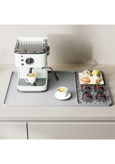 15.75x23.6 İnç Kahve Bar Matı Ve Çıkarılabilir Bulaşık Kurutma Matı Gri Diğer