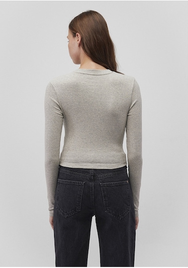 Mavi - Uzun Kollu Gri Crop Basic Tişört 1612822-88467 Gri