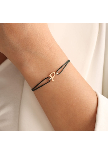 Sembol Gold 14k İpek Tasarım Harf Bileklik Sarı Altın