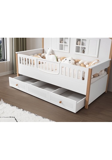 Aymini Strada 4 Kapılı Bebek Odası Takımı Ahşap  -  Beyaz