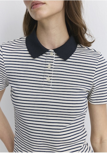 Mavi - Siyah Çizgili Polo Tişört 1613505-86625 Siyah
