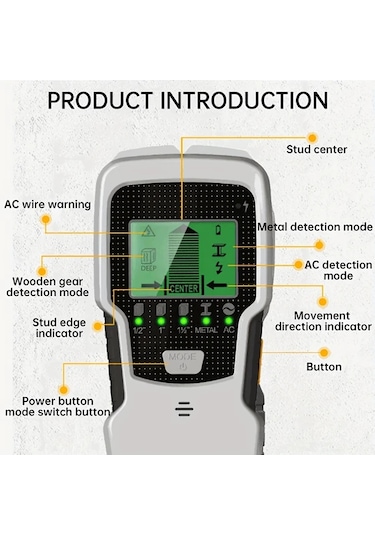 Chuangyinshop Sh501 5i1 Duvar Çıtası Dedektörü Lcd Ekranlı Metal Ahşap Kablolama Boru Dedektörü
