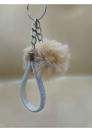 Gümüş Angel Anahtarlık Minik Ponpon Seçenekli Camel Ponpon