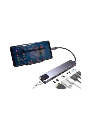 Speeduf 8in1 Usb Type-c Hub Port Adaptör Hdmı Usb Ethernet Pd