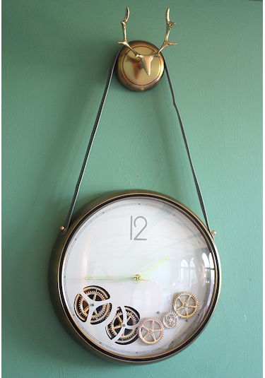 River World Duvar Saati Geyikli Çarklı Çok Renkli