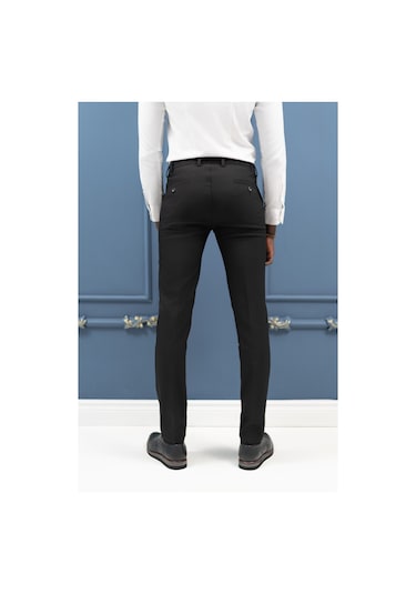 Ecer Slimfit Mevsimlik Fermuar Kapamalı Yan Cepli Kumaş Pantolon Siyah