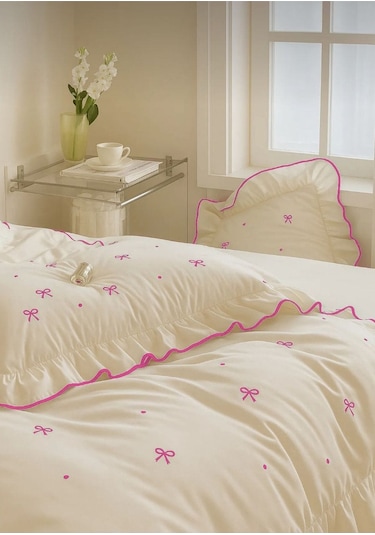 Uçkan Home %100 Pamuk Soft Elegance Çift Kişilik Nevresim Seti Pembe --UH-00057