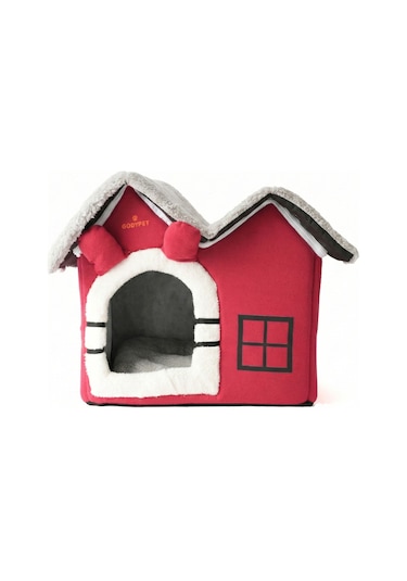 Kedi Ve Küçük Irk Köpekler İçin Minderli Lüx Peluş Ev
