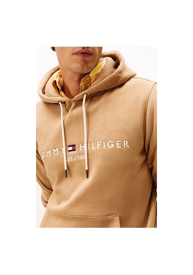 Erkek Regular Fit Kapüşonlu Logolu Sweatshirt - Açık Camel Timeless Camel