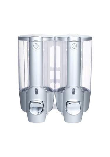 Symbee Duvar Takılı 2 Kollü Kilitlebilir Sabun Dağıtıcı, 380ml 2 Kapasite, Gümüş Mat Abs Malzeme, Toplum Ve Ev Kullanıma Uygun Gümüş