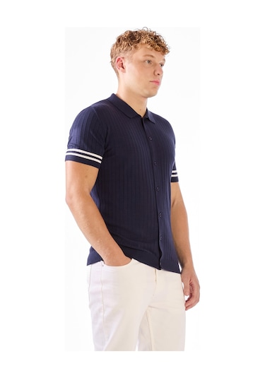 Dufy Fitilli Polo Triko Tshirt Lacivert