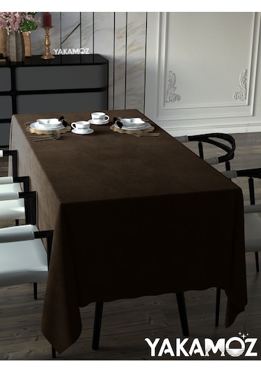 Çikola Kahvesi Kadife Dokulu Masa Örtüsü Dertsiz Velvet Touch Serisi Çikolata Kahvesi