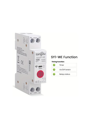 Xuweiwei Sy1-we 50a Ewelink Wıfı Akıllı Anahtar Kwh Göstergeli 1p+n 63a 110v 220v Mobil Kontrollü Zamanlayıcı Röle Akıllı Ev Devre Kesici