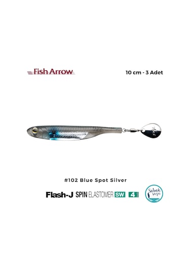 Fish Arrow Flash J Spin Elastomer Sw 10cm 4'' 102 Blue Spot Silver Silikon Balık 3 Adet