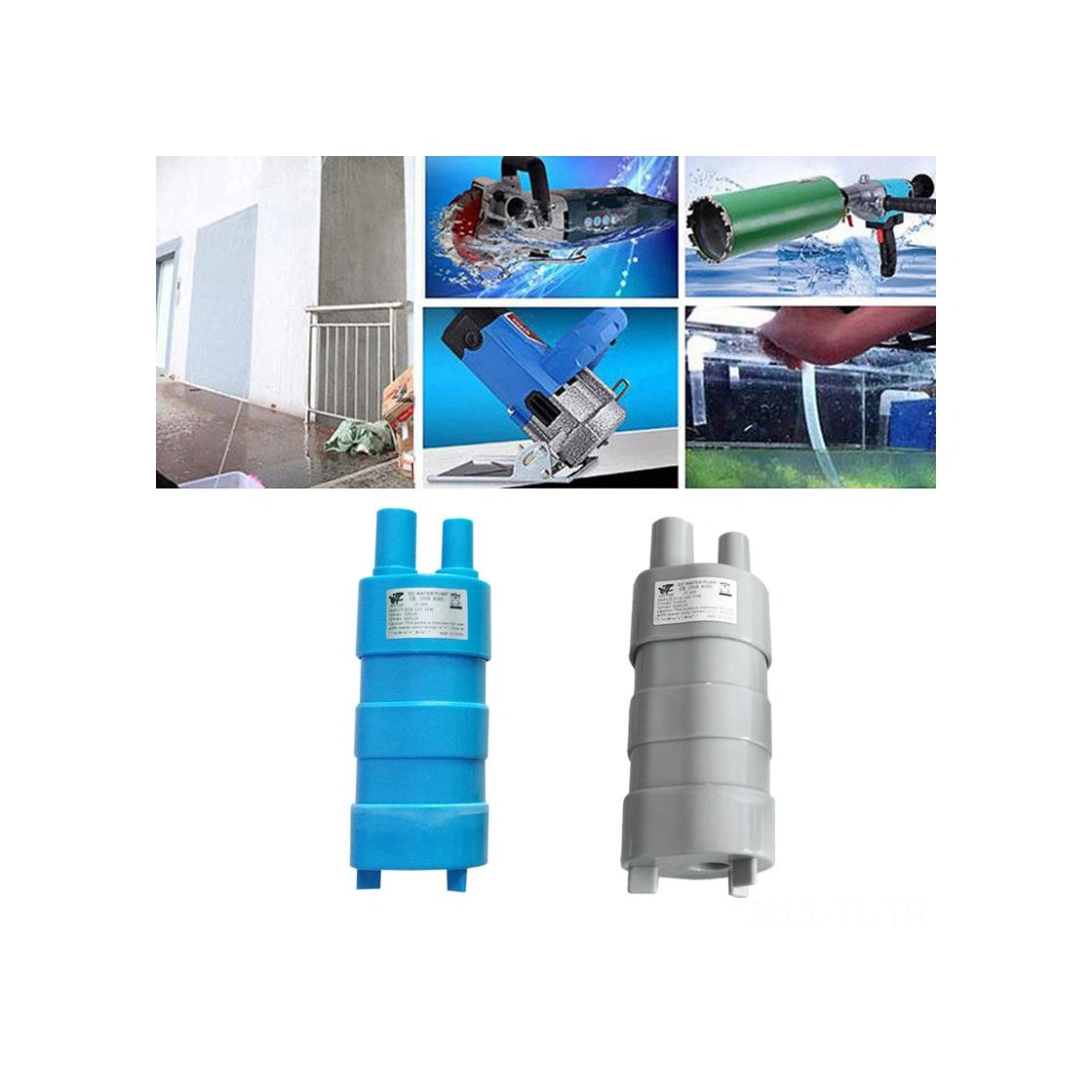 Hombey 12v Dc Mikro Su Altı Pompa - 5 Metre Lifting, 10l/dk Debi - Direkt Tip Cihaz Beyaz Kablolu, Gri Gövde, 5.5 2.1 Ana Soketli