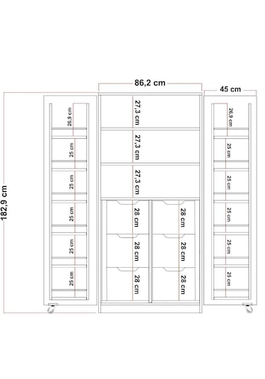 90 Derece Açılabilir 2 Kapaklı, 6 Çekmeceli, Kavanoz Raflı Kiler Ve Erzak Mutfak Dolabı Beyaz