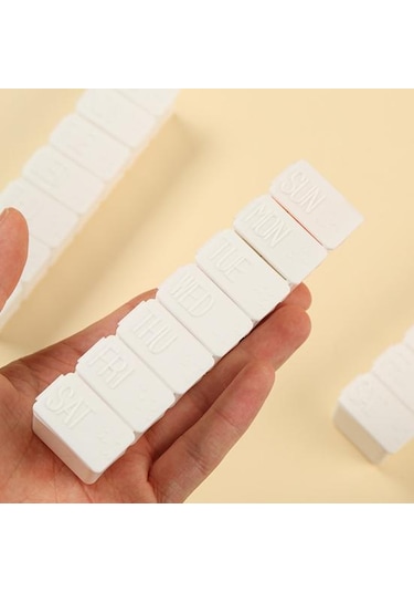 Pembe Ofis İçin Taşınabilir Hap Kutusu Plastik 7 Izgaralar Dikdörtgen Tabletler Ayırıcı Durumda Pratik Neme Dayanıklı Yeniden Kullanılabilir Pembe