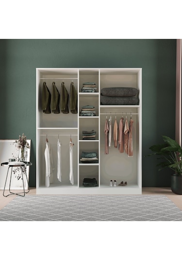Pera 5 Kapaklı Eko Gardırop - Mdf Kapak Beyaz