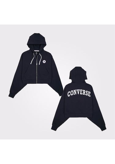 Converse Retro Full-zip Kadın Siyah Eşofman Üstü Düz 10026150 Siyah