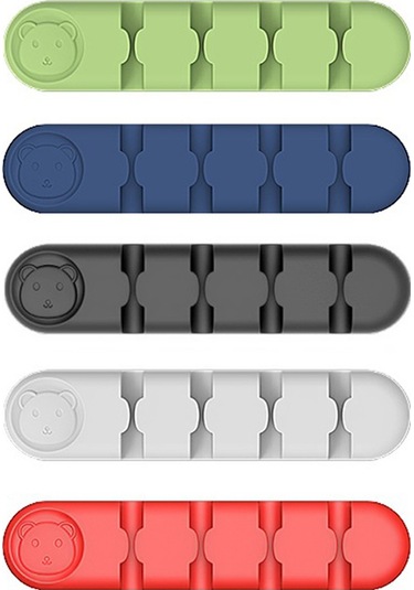 Gajeena Siyah Silikon Kablolu Düzenleyici, 4 Delikli Masa Üstü Kablo Tutucu, Ofis Ve Ev İçin Dayanıklı Yapışkan Kablo Yöneticisi