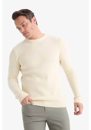 Defacto Standart Fit Bisiklet Yaka Triko Kazak C8814ax25wner139 Ekru