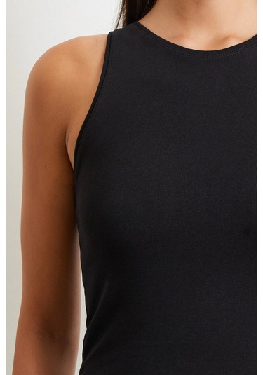 Basic Crop Top Siyah Siyah