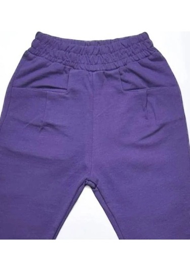 Çikoby Kız Bebek Beli Lastikli Cep Detaylı Eşofman Alt-14854 Mor