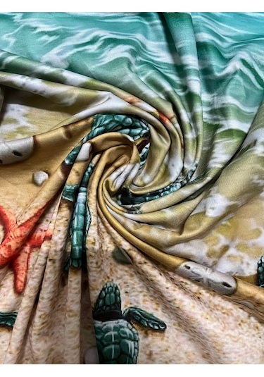 Kadın Şık Plaj Temalı Kolsuz Plaj Elbisesi Mavi