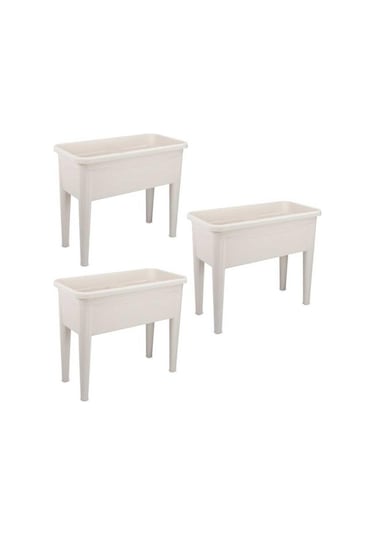 Omnipazar So-ab03 Ayaklı Bahçe Yetiştirme Saksı 60 Lt Kirli Beyaz 3 Adet