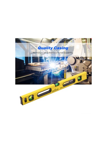 Leezsing 60 Cm Alüminyum Ağır Duty Seviye Cihazı, Güçlü Mıknatıslı, Yüksek Hassasiyetli Ölçüm Aracı, Sarı Renk