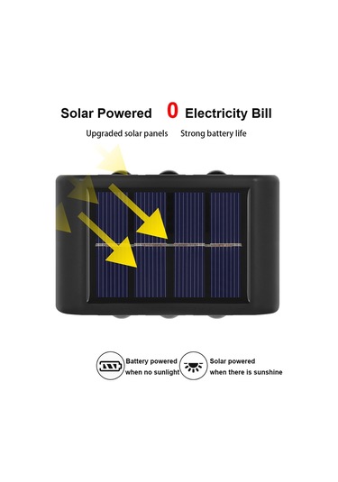 Cbtx Bahçe Aydınlatma 16led Lityum Güneş Duvar Lambası Dış Mekan Su Geçirmez Yukarı Ve Aşağı Çift Başlı Spot Beyaz Işık