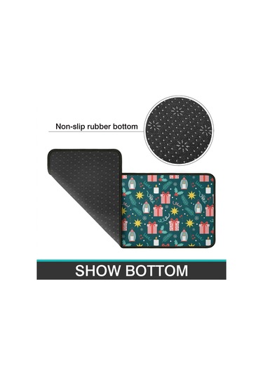 Noel Desenli 2'li Mutfak Matı, Anti-yorgunluk, Yastıklı Ve Kaymaz, Mutfak Ve Ofis İçin Noel Hediye Feneri