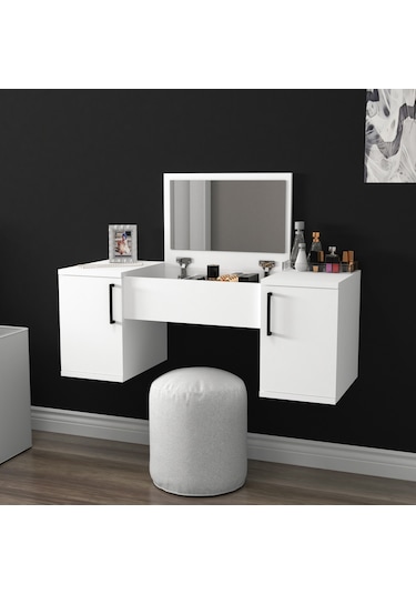 Arnetti Duvara Monte Mercan Aynalı Makyaj Masası Beyaz
