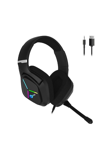 Lecoo HT406 3.5mm Jack + USB Kablolu RGB Kulak Üstü Gaming Kulaklık