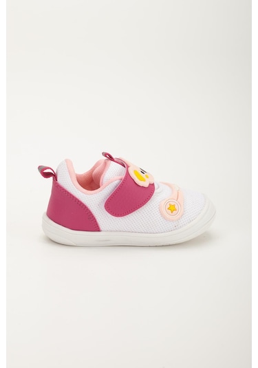 Şirinbebe Ortopedik Kız Bebek İlkadım Ayakkabı Fuşya Cırtlı Anorak-4055 Fuşya