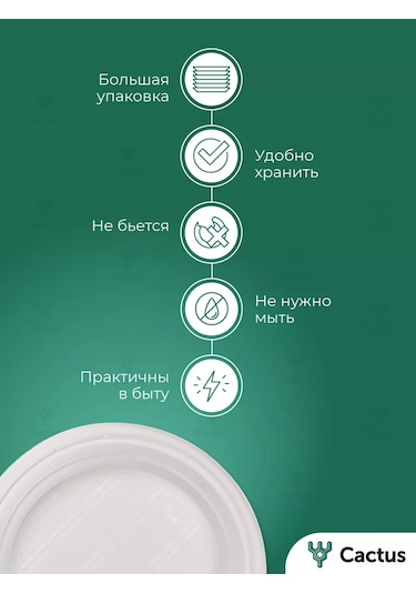 Cactus Tek Kullanımlık Plastik Tabaklar, Parti İçin 100 Adet 30123480 100 adet