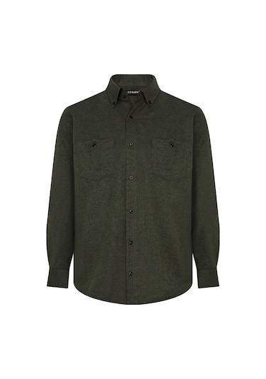 Lugon Klasik Kışlık Pamuk Kaşmir Görünümlü Erkek Gömlek Haki