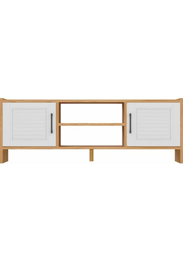 Molde Retro Tv Sehpası Mdf Membran Kapaklı Raflı Tv Ünitesi Televizyon Sehpası Atlantik Çam - Beyaz