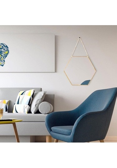 Pazly Suntek İskandinav Ferforje Duvar Duvar Boyama Banyo Ayna Altın 001 Ec Ahşap