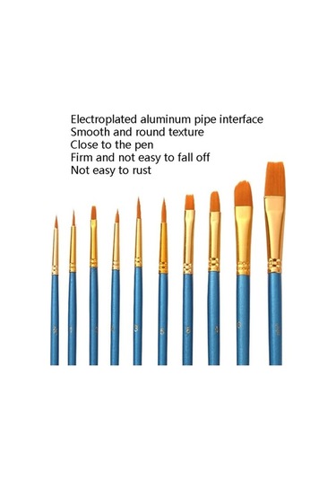 Willowhaven Zhu Tıng 20 Adet İnci Çubuk Naylon Saç Kombinasyonu Fırçası, Mavi 27.5x7.5 Cm, 85 Gr/takım , Ahşap+alüminyum, Sulu/akrilik Boya İçin