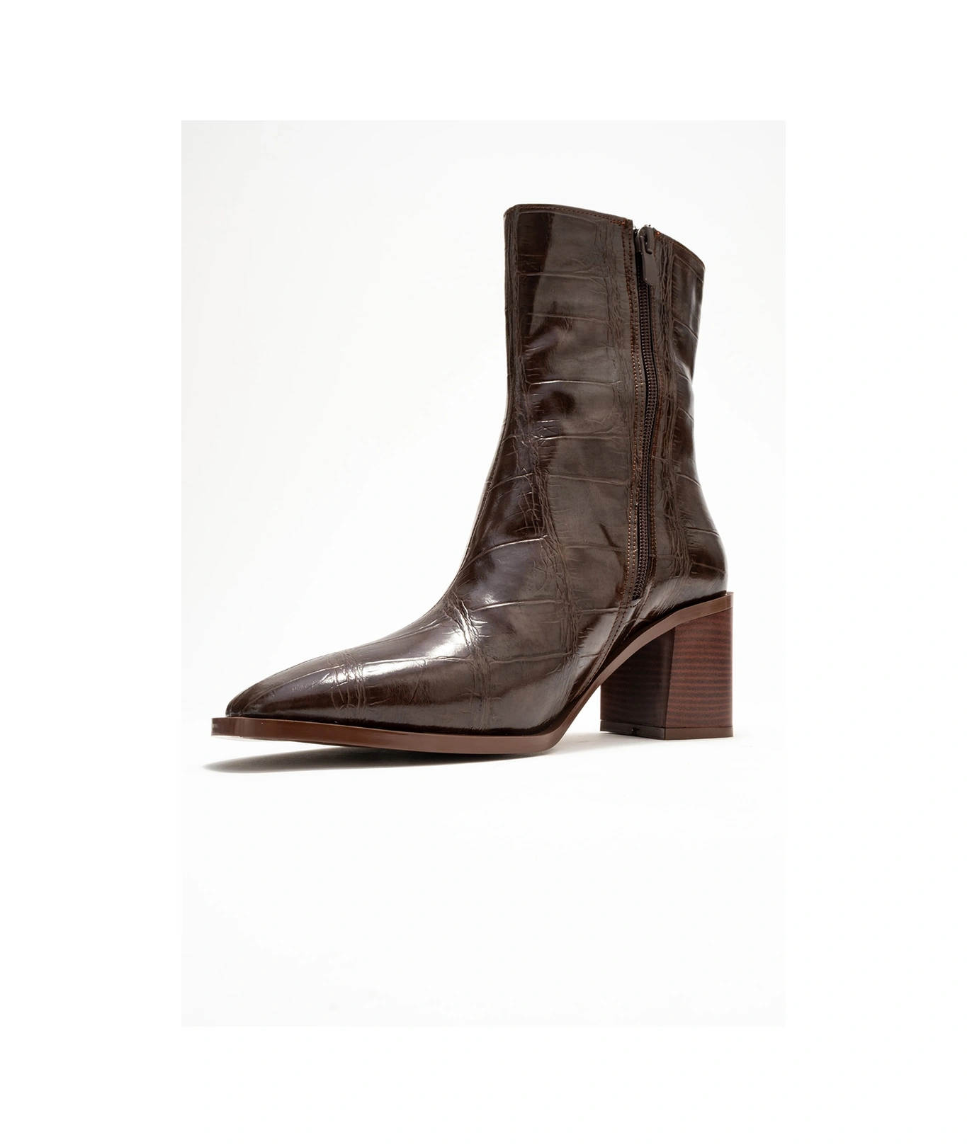 Chara Kahverengi Baskı Kadın Kalın Topuklu Bot kahverengi