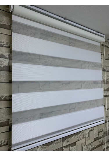 Beyaz Renk Mini Plise Desenli Zebra Stor Perde Tüm Ölçülerde (481204640)