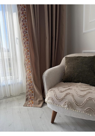 Diletto Oturma Yerini Kapatan Dalgalı Ponponlu Koltuk Örtüsü Berjer Örtüsü 70x95 Cm Vizon Vizon