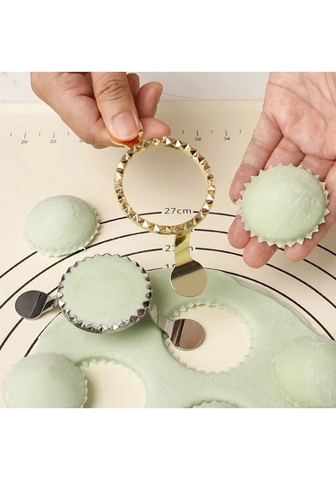 Honeybeeshop 2 Adet Çift Kulaklı Yuvarlak Mantı Ve Çörek Kalıbı Çinko Alaşım Pişirme Makinesi