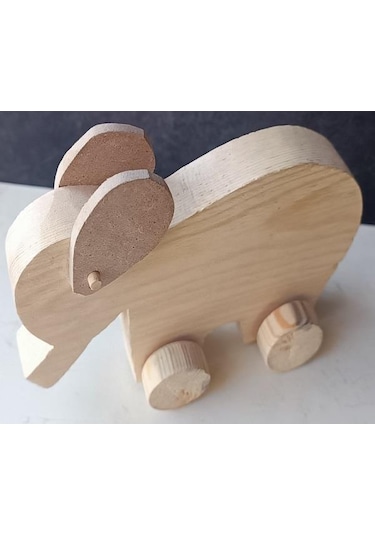 Hobi Adn Dekoratif Ahşap Oyuncak Fil Çam Ağacından İmal Model El Yapım