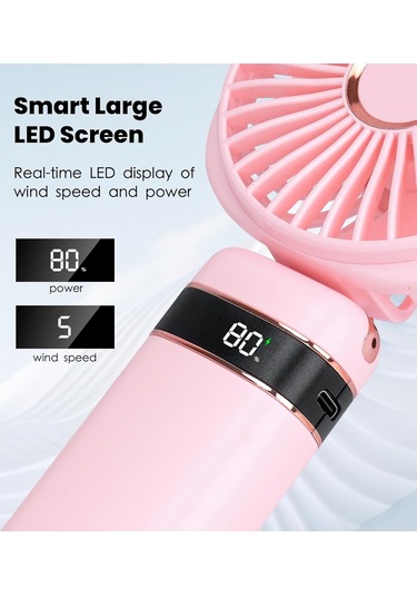 El Tipi Vantilatör, Usb Taşınabilir Vantilatörler 20 Saatten Fazla Pembe