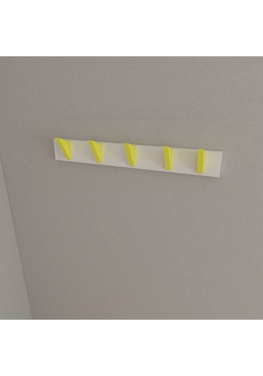 Hepsi3boyutlu Modern Duvar & Kapı Kanca Askılık - 5 Adet Sarı Kanca Askılık - Model No : 5 Sarı